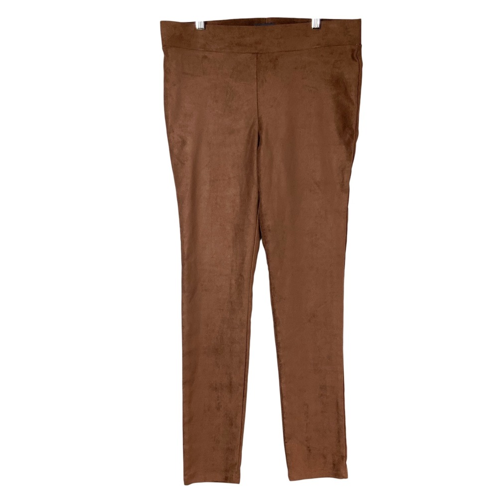 NYDJ Brown Faux Suede Leggings 8 Pull On Lift Tuck Technology Stretch